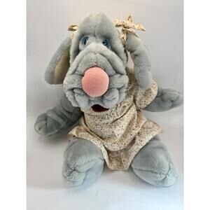Wrinkles Dog 16” Plush Hand Puppet Grey Ganz Bros 1981 Dress Bone Tag 1538772